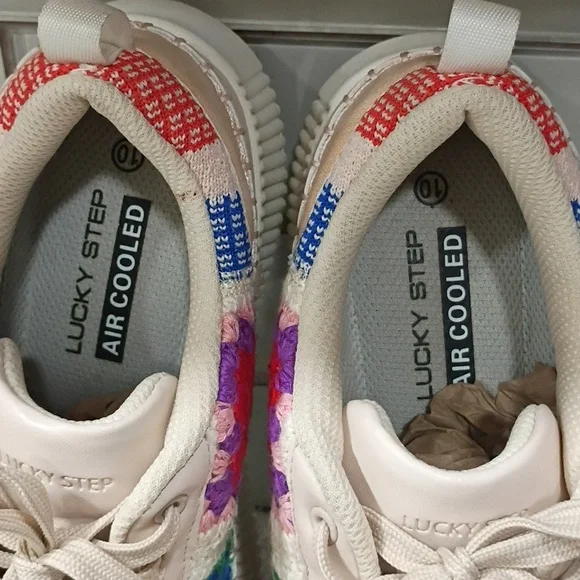 Platform Crochet Boho Sneakers Lucky Brand Size 10 - Picture 2 of 7